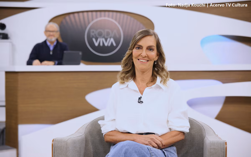 Tatiana Sampaio em entrevista no Roda Viva, da TV Cultura